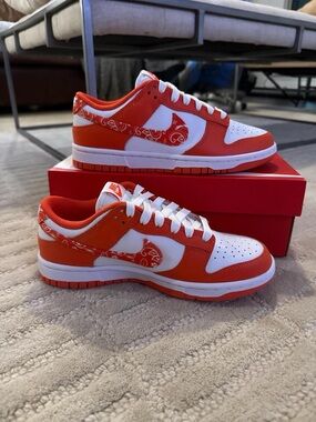 Nike Orange and White Low-Top Sneakers